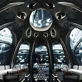 Futuristic KTV Interior With Dome Ceiling And Modern Seating Areas