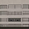 Various Metal Railings With Horizontal Bars Ornate Patterns Classic Designs And Modern Styles 3d model