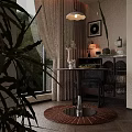 Modern Home Balcony Design With Green Plants Rattan Table And Soft Curtains