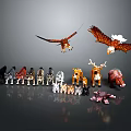 Various Detailed Animal Figurines With Flying Eagles Horses Deer Bears And Smaller Models