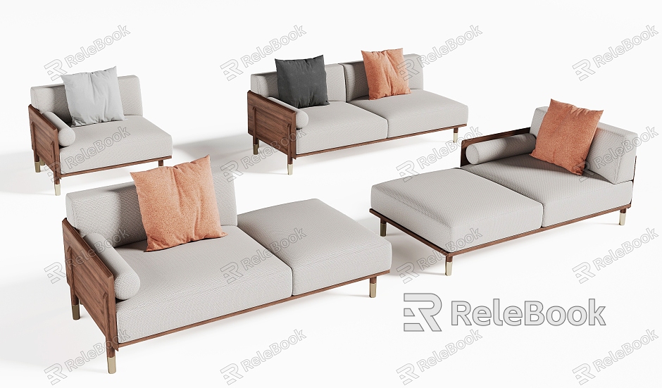 New Chinese Style Chaise Recliner Single Sofa Combination model