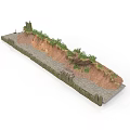 Modern Terrain Model Featuring Stone Path Dirt Slope And Green Vegetation 3d model