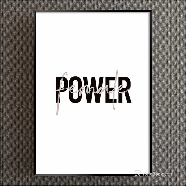 Penmore Power Wall Art Design With Bold Typography And Black Frame 3d model 