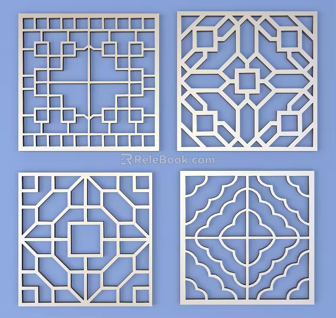 Metal Engraved Pane Border Pattern Lattice Traditional Pattern 3d model