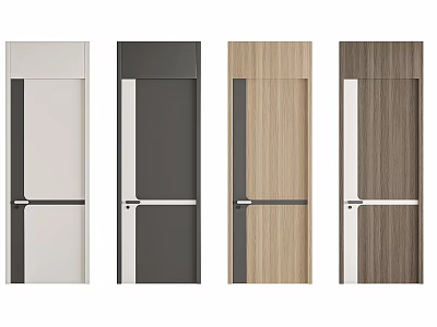 Modern Stylish Hinged Doors In White Gray And Wooden Finishes For Home Interior 3d model