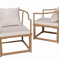 Wooden Frame Dining Chairs With Light Colored Cushions And Armrest Design