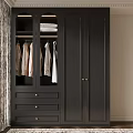 Elegant Modern Wardrobe With Glass Doors Hanging Clothes Folded Layers And Drawers