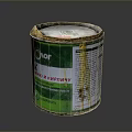 Household Paint Can With Stained Exterior Green Label And Used Condition