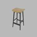 Comfortable Casual Stool With Yellow Velvet Cushion And Black Wooden Legs