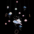 Hanging Cloud Star Moon Balloon Decorations For Children's Room Space Theme 3d model