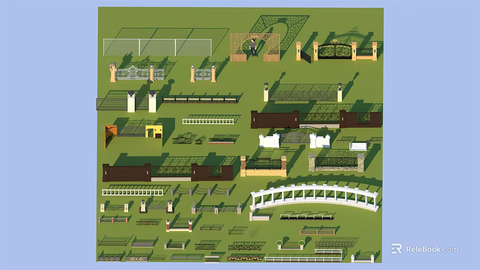 Various Decorative Fencing Designs for Garden and Residential Outdoor Areas 3d model 