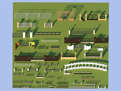 Various Decorative Fencing Designs for Garden and Residential Outdoor Areas 3d model