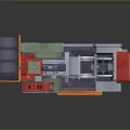 Industrial Mechanical Device With Complex Structure Red Green Gray Components And Metal Frames