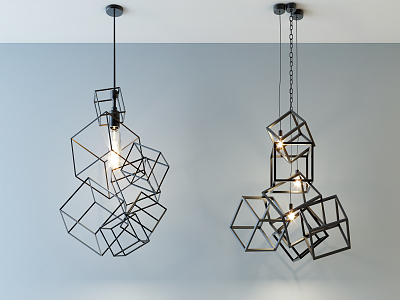 Industrial LOFT chandelier stylish simple metal chandelier combination 3d model