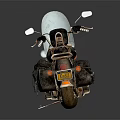Classic Vintage Motorcycle With Black Leather Seat Windshield And Chrome Accents