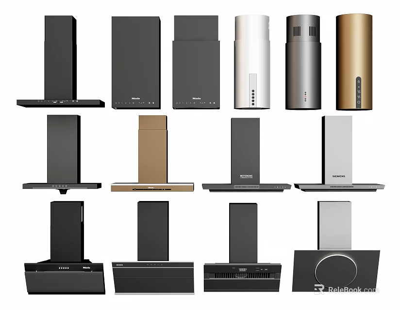 Modern Kitchen Range Hoods With Various Styles And Different Color Options 3d model 