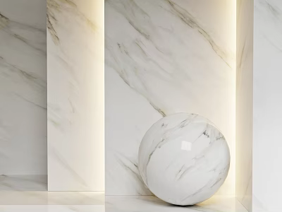 Elegant Modern Marble Component With Sphere Decor And Wall Panel Design 3d model