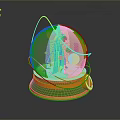 Transparent Sphere Decoration With Green Structure Golden Wires Blue Spheres And Green Gold Base