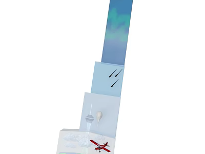 Modern Electronic Appliance Design With Blue Panel And Layered Structure 3d model