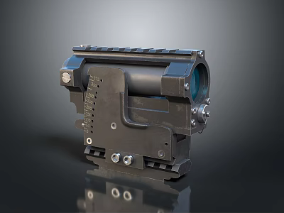 Black Durable Household Mechanical Device Featuring Metal Parts Blue Lens And Ergonomic Design 3d model