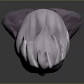 3D Game Character Model Featuring White Spiky Hair Purple Skin Pointed Ears And Forehead Mark