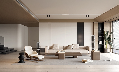 modern living room cream living room 3d model