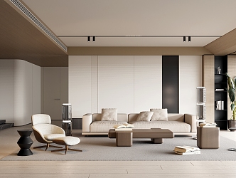 modern living room cream living room 3d model