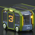 Futuristic Green And Blue Car With Transparent Roof Side Number 3 And X Marked Wheels