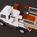 White Modified Camper Van With Wooden Kitchen Counter And Interior Cabinets 3d model