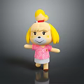 Cute Yellow Fur Game Character With Red Headband Pink Floral Top And White Skirt