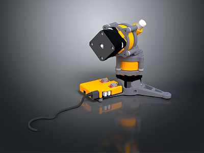 Yellow And Gray Mechanical Device With Base Control Box And Connecting Cable 3d model