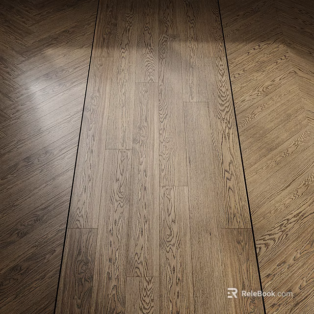 Natural Wood Grain Wooden Flooring With Warm Brown Tone And Herringbone Pattern Design 3d model 