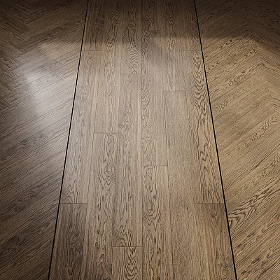 Natural Wood Grain Wooden Flooring With Warm Brown Tone And Herringbone Pattern Design 3d model