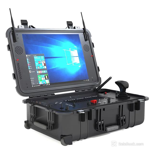 Rugged Portable Projection Monitoring Console with Display Screen Control Panel and Joystick 3d model 