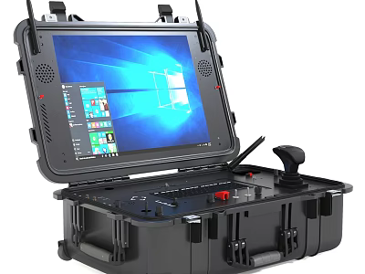 Rugged Portable Projection Monitoring Console with Display Screen Control Panel and Joystick 3d model