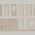 Beige Double Doors Interior Design With Paneled And Glass Insert Styles 3d model