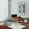 Modern Leisure Chair With Floor Lamp And Metal Side Table On Colorful Rug