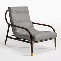 Gray Upholstered Accent Chair With Wooden Arms And Gold Metal Legs