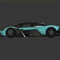 Sleek Blue Sports Car With Aerodynamic Design And Black Roof Spoiler