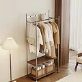 Modern Clothes Rack With Metal Frame Hanging Beige White Clothes And Storage Shelf