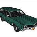 Vintage Teal Station Wagon Car With Metallic Finish In Outdoor Parking Lot