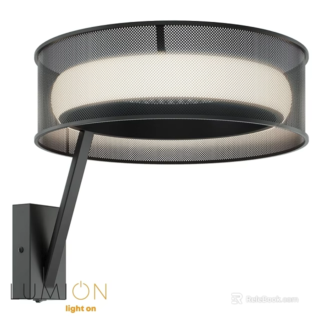 Modern Black Metal Wall Light With Mesh Shade And White Indoor Home Decor 3d model 