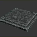 Gray Square Textured Panel With Edged Structure And Three Dimensional Design On Dark Background