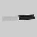 Modern White Rectangular Countertop Washbasin with Smooth Surface and Drain Hole