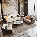 Luxury Modern Sofa And Coffee Table Set With Decorative Pillows Marble Top And Metal Frame