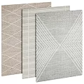 Contemporary Square Rugs Featuring Stylish Geometric Patterns And Neutral Woven Textures 3d model