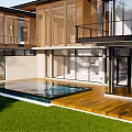 Modern Single Family House Exterior Design With Green Shrubs Driveway And Parked Cars