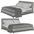 Modern Double Bed With Gray Frame White Pillows And Cozy Blanket 3d model
