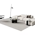 Modern White Sofa And Coffee Table Set With Accent Chair Floor Lamp And Throw Pillows