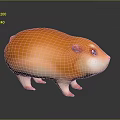 Chubby Orange And White Cartoon Hamster Character In Game Animation With Red Eyes On Dark Background